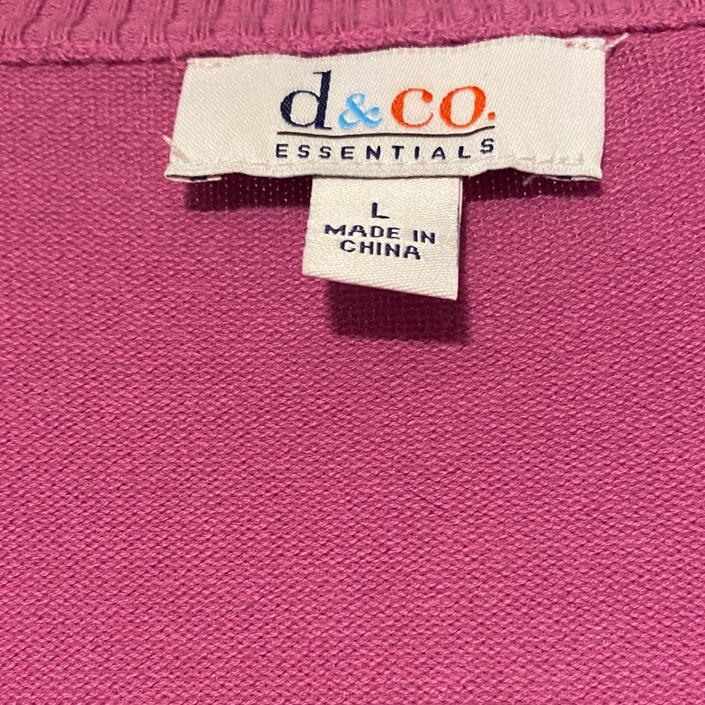 Denim & Co Raspberry Pink Grosgrain Button Placket Cardigan - Picture 2 of 4